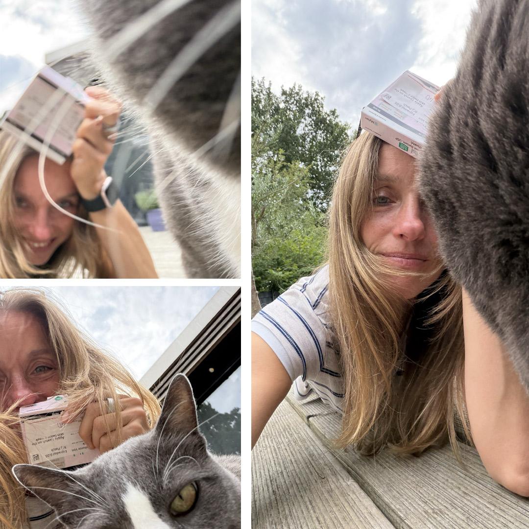 Stephanie and her cat -- two gremlins, one house