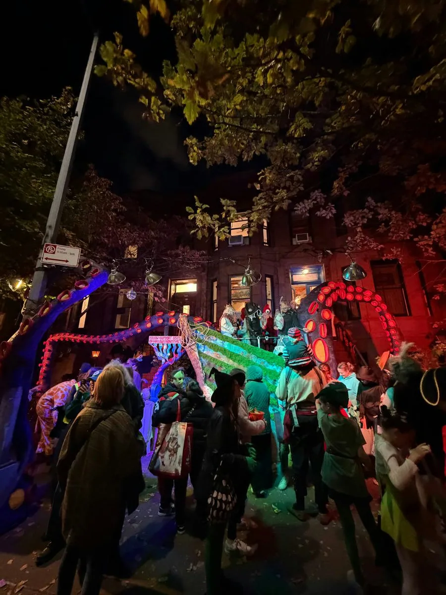 Pirate ship house decoration with glowing sea monster tentacles