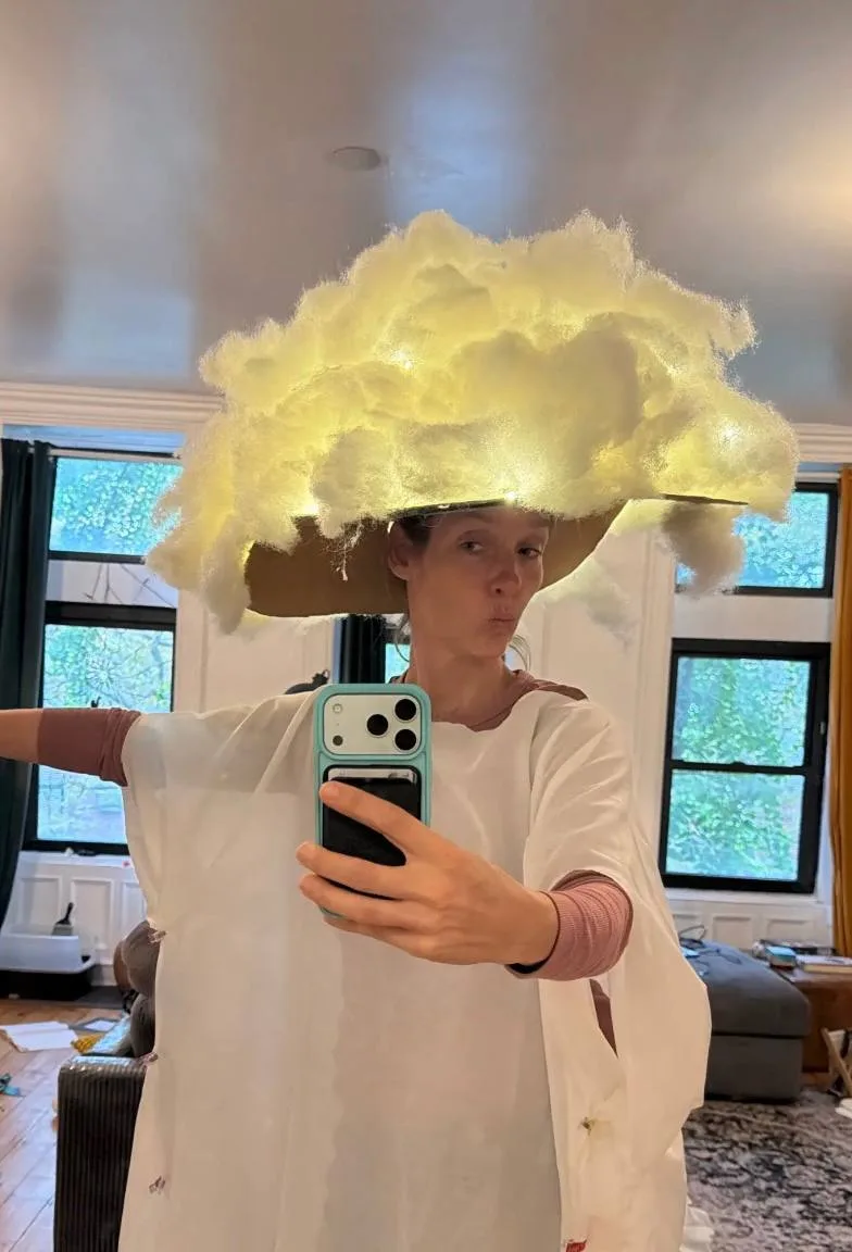 Stephanie in a homemade light-up cloud costume